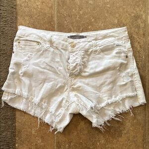 White Distressed High-Waist Denim Shorts size medium